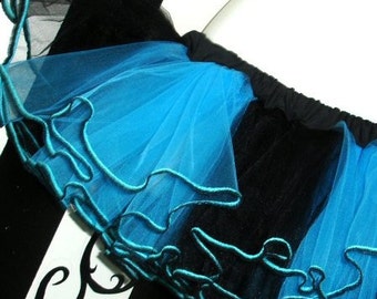 Turquoise Blue and Black Striped adult TuTu skirt All Sizes MTCoffinz