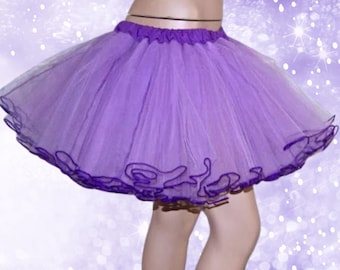 Purple Ruffle Hem Tutu dark purple lavender tulle Costume Cosplay Birthday Party Color Run Crinoline Skirt MTCoffinz --- Adult All Sizes