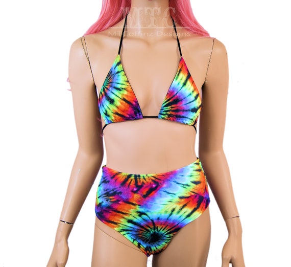 Neon tie dye bathing suit Clearance