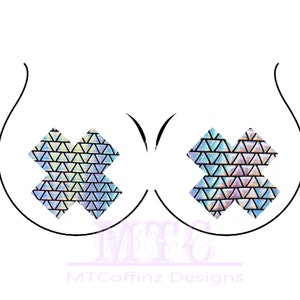Holographic Geometric Color Shifting Pasties Nipple Covers Body Stickers Unisex Rave Festival Dance Stick On MTcoffinz