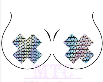 Holographic Geometric Color Shifting Pasties Nipple Covers Body Stickers Unisex Rave Festival Dance Stick On MTcoffinz