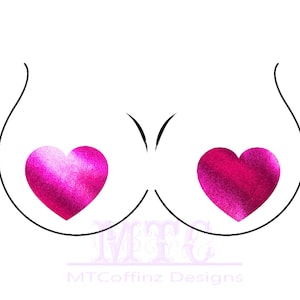 Pink Metallic Foil Shiny Heart Pasties Nipple Covers Body Stickers Unisex Rave Festival Dance Stick On MTcoffinz