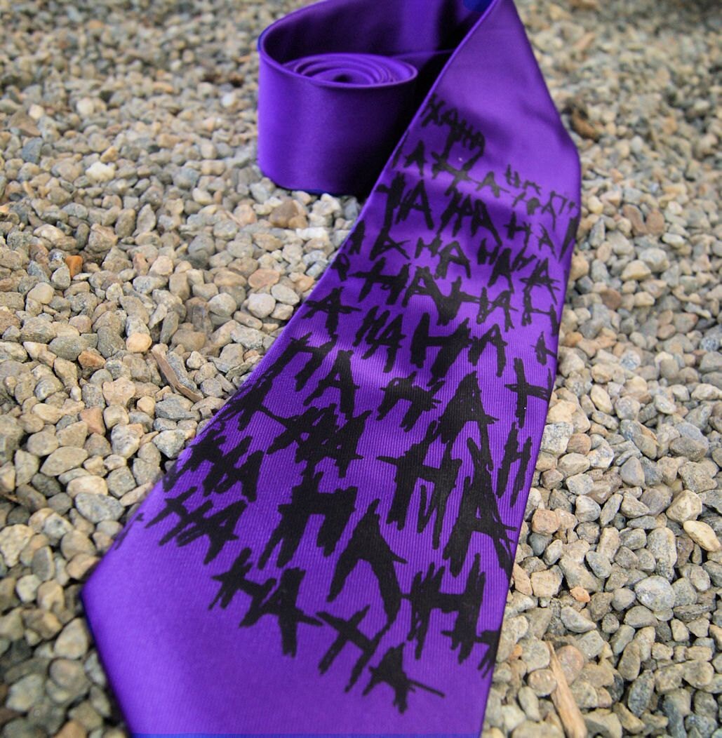 Purple Super Villain Ha Ha Ha Geeky Cosplay Mens Tie - MTCoffinz