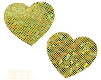 Neon Yellow Holographic UV Reactive Pasties Nipple Covers Body Stickers Glitter Rave Festival Dance Stick On MTcoffinz