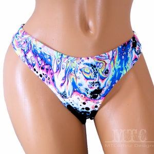 Neon Acid UV Reactive Rave Thong Underwear Swim Suit Festival Cheeky rave outfit Lingerie Panties Booty shorts Adult All Sizes- MTCoffinz