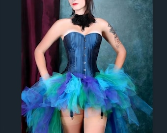 Teal Turquoise Purple Peacock Feather Trashy Bustle TuTu All Sizes MTCoffinz