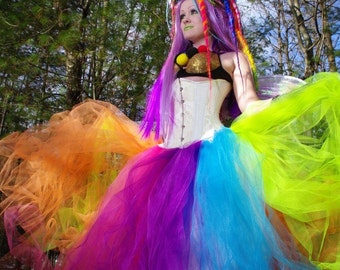 Neon Rainbow Faerie Formal Alternative Wedding Skirt Fae All Sizes MTCoffinz