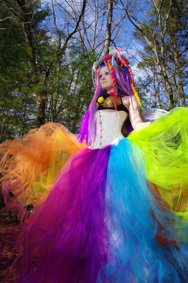 Neon Rainbow Faerie Formal Alternative Wedding Skirt Fae All Sizes MTCoffinz image 1