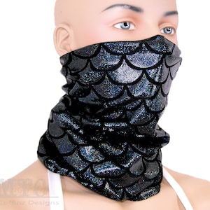 Festival dust mask bandit mask man playa mask rave outfits Dragon cales holographic scarf unisex - MTCoffinz