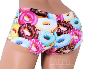 Neon Frosted Donuts Boy Booty Shorts Adult XS Xsmall- MTCoffinz - Ready to Ship