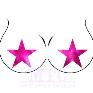 Metallic Pink Shiny Foil  Star Flash Bulb Pasties Nipple Covers Body Stickers Unisex Rave Festival Dance Stick On MTcoffinz