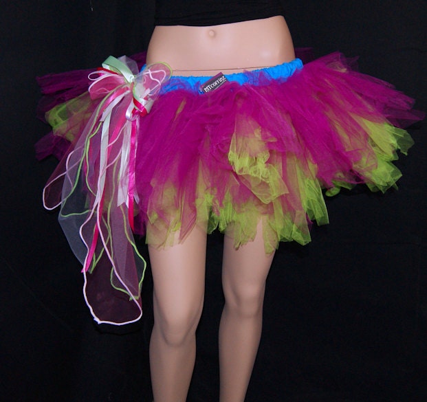 UV Ragged Hot Pink Lime Green TuTu Skirt adult Small MTCoffinz | Etsy