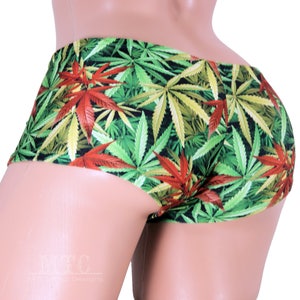 Green Red Pot Leaf Boy Booty Shorts Adult All Sizes- MTCoffinz (Choose Hi Rise or Lo Rise)