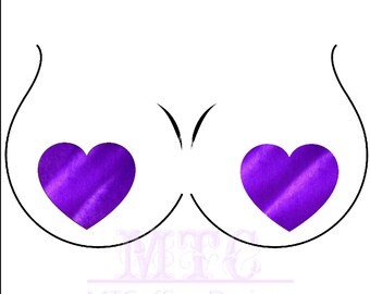 Purple Stretch Velvet Heart Pasties Nipple Covers Body Stickers Unisex Rave Festival Dance Stick On MTcoffinz