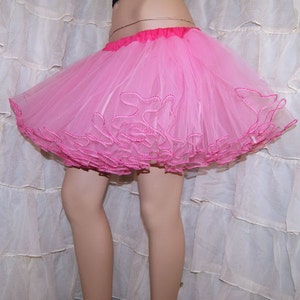 Sewn Tutu Pastel Pink and Fuchsia Piped Costume tulle cosplay costume Crinoline Skirt MTCoffinz Adult All Sizes image 3