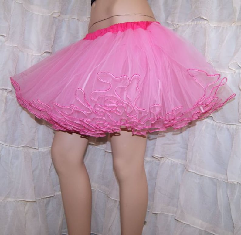 Sewn Tutu Pastel Pink and Fuchsia Piped Costume tulle cosplay costume Crinoline Skirt MTCoffinz Adult All Sizes image 3