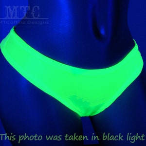 UV reactive Neon Lime Green Spandex Fluorescent  Rave Thong Underwear Swimsuit Festival Cheeky rave outfit Lingerie Panties MTCoffinz