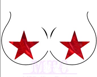 Metallic Red Shiny Foil  Star Flash Bulb Pasties Nipple Covers Body Stickers Unisex Rave Festival Dance Stick On MTcoffinz