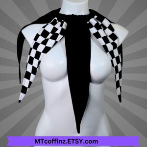 Black and Checkerboard Clowncore Pointed Jester Costume Collar Clown Neck Ruff Pierrot Cosplay Halloween Circus Stage wear Adult Unisex