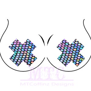 Holographic Honeycomb Color Shifting X Pasties Nipple Covers Body Stickers Unisex Rave Festival Dance Stick On MTcoffinz