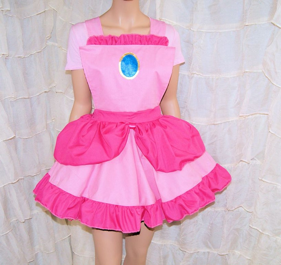 Cartoon Princess Pink Ruffled Pinafore Apron Costume Cosplay Skirt ...