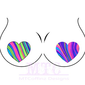 Neon Swirls Lime Pink Blue UV Reactive Pasties Nipple Covers Body Stickers Unisex Rave Festival Dance Stick On MTcoffinz
