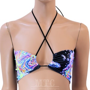 Neon Liquid Acid Boob Tube Top Reversable Trippy Lava Psychedelic UV Reactive  boho Rave Festival Halter Top - MTCoffinz