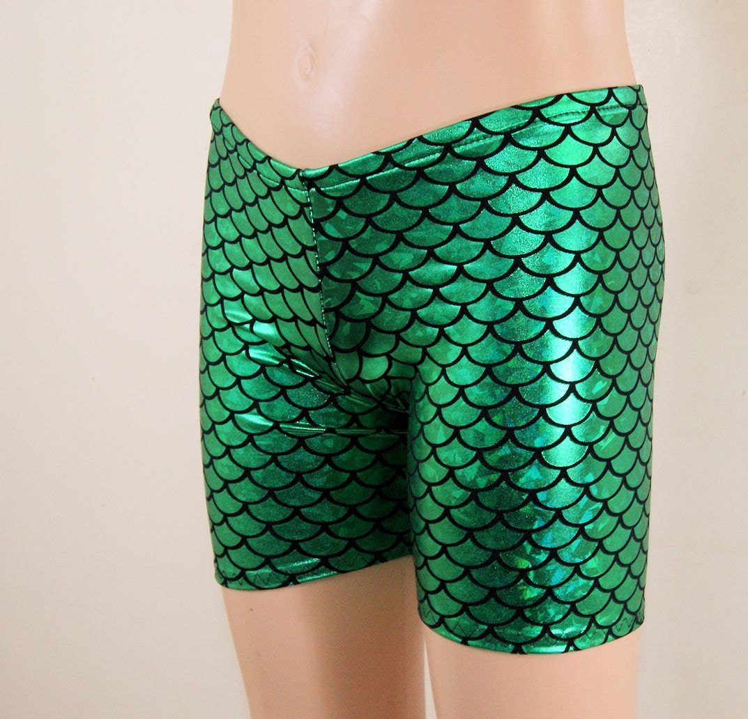 Green Scales Metallic Long Boy Shorts Children Sizes Etsy
