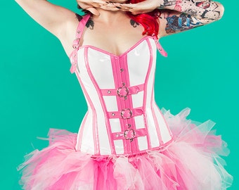 Triple Pink Princess Trashy Ragged Tulle TuTu falda disfraz cosplay... Adultos todos los tamaños... MTCoffinz
