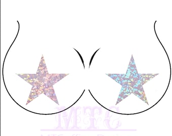 Silver White Shattered Glass Star Flash Bulb Pasties Nipple Covers Body Stickers Unisex Rave Festival Dance Stick On MTcoffinz