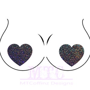 Black Rainbow Holographic  Glitter Heart Pasties Nipple Covers Body Stickers Unisex Rave Festival Dance Stick On MTcoffinz