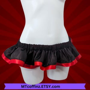 Black Red Satin Ribbon Micro Mini GoGo Skirt - Choose Length MTCoffinz