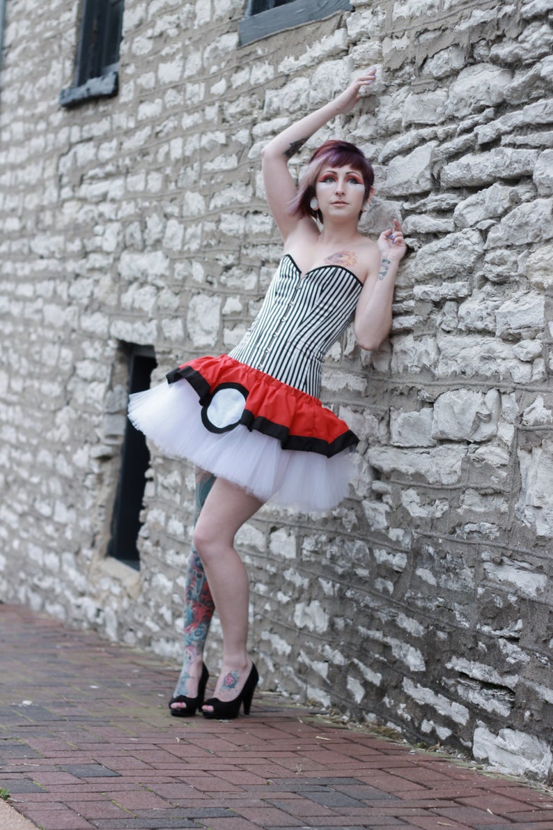 Cosplay costume Pokemon PokeBall Red White gotta catch 'em all TuTu All Sizes MTCoffinz image 1