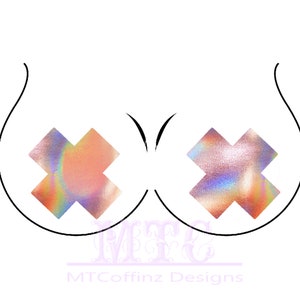 Holographic Rose Gold Color Shifting Pasties Nipple Covers Body Stickers Unisex Rave Festival Dance Stick On MTcoffinz