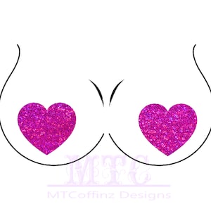 Pink Holographic UV reactive Glitter Heart Pasties Nipple Covers Body Stickers Unisex Rave Festival Dance Stick On MTcoffinz