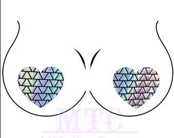 Holographic Geometric Flash Bulb Color Shifting Pasties Nipple Covers Body Stickers Unisex Rave Festival Dance Stick On MTcoffinz