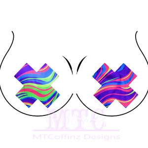 Neon Glow Worms Swirls UV Reactive Pasties Nipple Covers Body Stickers Unisex Rave Festival Dance Stick On MTcoffinz