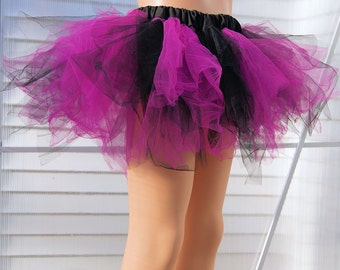 Fuchsia Hot Pink and Black Trashy TuTu Skirt Child Size 2-6 MTCoffinz - Ready to Ship