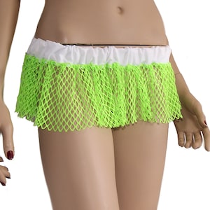 Neon Day-Glow Lime Green Fishnet Micro Mini GoGo Skirt all sizes MTCoffinz