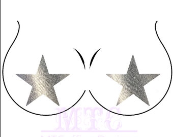 Metallic Silver Shiny Foil  Star Flash Bulb Pasties Nipple Covers Body Stickers Unisex Rave Festival Dance Stick On MTcoffinz