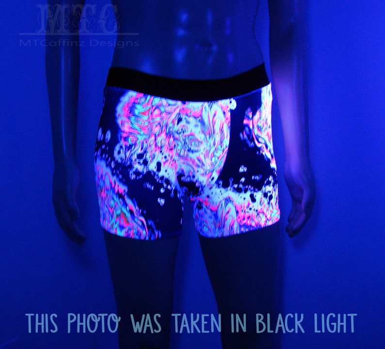 Mens Rave Shorts Acid Trip UV Reactive Booty Shorts Pole Dance Etsy