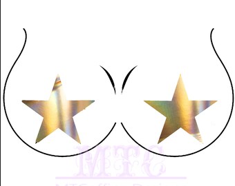 Gold Holographic Pasties Nipple Covers Body Stickers Unisex Rave Festival Dance Stick On MTcoffinz