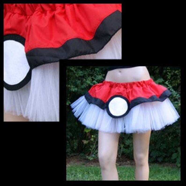 Cosplay costume Pokemon PokeBall Red White gotta catch 'em all TuTu All Sizes MTCoffinz image 2