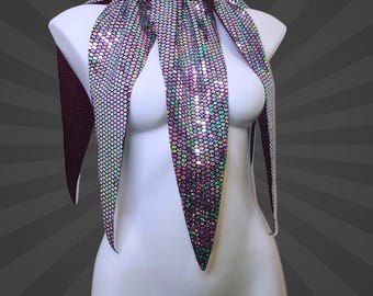 Holographic Sparkle Clowncore Pointed Jester Costume Collar Clown Neck Ruff Pierrot Cosplay Halloween Circus Stage wear Adult Unisex