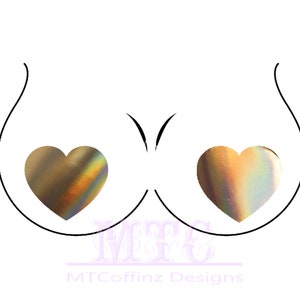 Gold Holographic Heart Pasties Nipple Covers Body Stickers Unisex Rave Festival Dance Stick On MTcoffinz