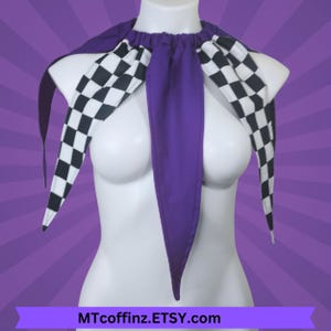 Purple and Checkerboard Clowncore Pointed Jester Costume Collar Clown Neck Ruff Pierrot Cosplay Halloween Circus Stage wear Adult Unisex