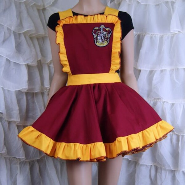 Gryffindor House Crest Embroidered Pinafore Apron Costume Skirt Adult ALL Sizes - MTCoffinz - Ready to Ship