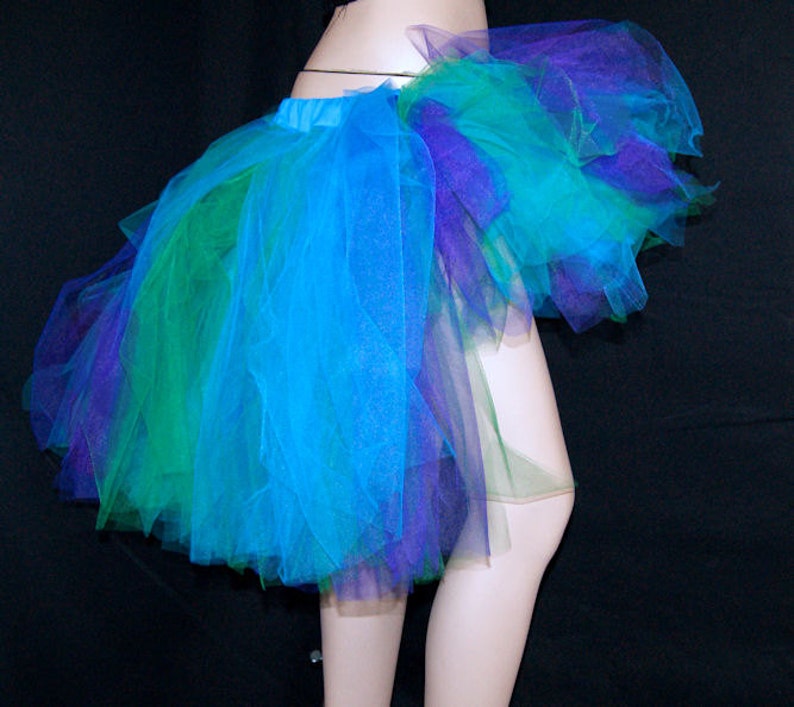Teal Turquoise Purple Peacock Feather Trashy Bustle TuTu All Sizes MTCoffinz image 5