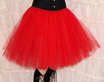Red Romance Knee Length TuTu skirt adult All Sizes MTCoffinz