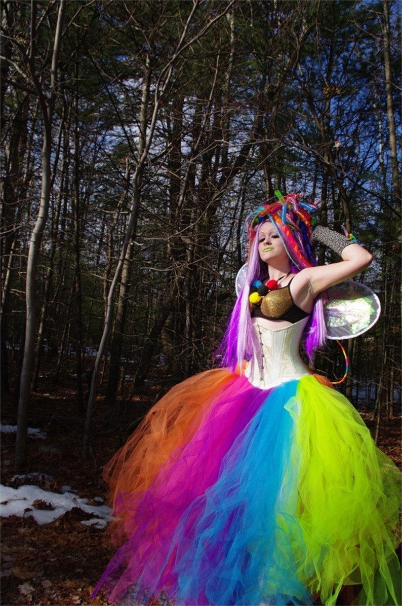 Neon Rainbow Faerie Formal Alternative Wedding Skirt Fae All Sizes MTCoffinz image 2